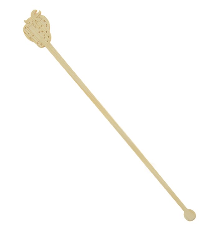 Bamboe Drink roerstaaf Aardbei 18cm (50 stuks) Bamboe Drink roerstaaf Aardbei 18cm (50 stuks)