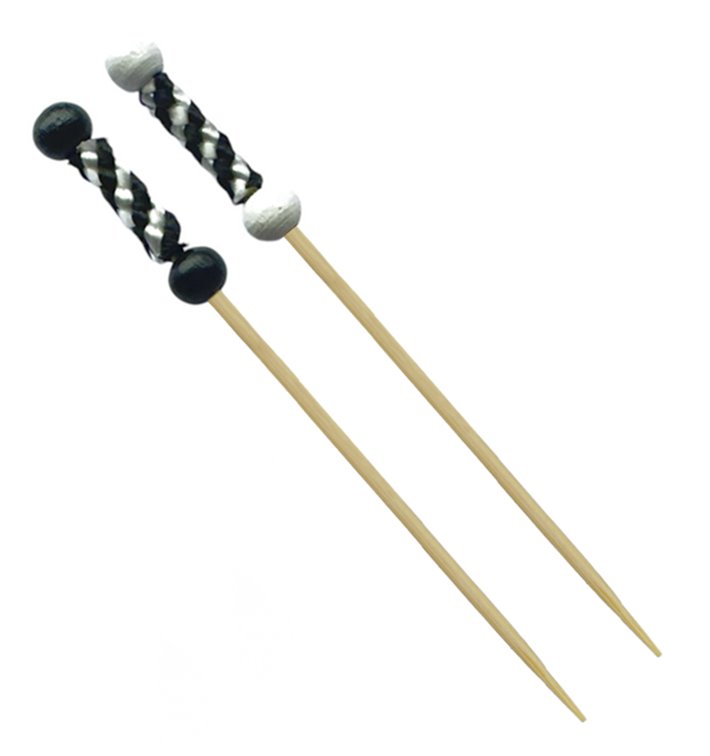 Bamboe Prikkers Zwart en Wit 12cm (100 stuks) Bamboe Prikkers Zwart en Wit 12cm (100 stuks)