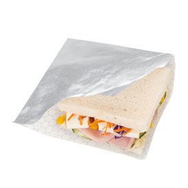 Sachet Ingraissable Ouverture Latérale Argent 16x16cm (4000  Uds)