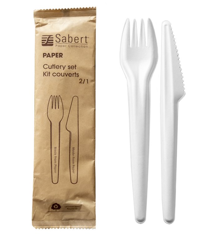 Kit Couverts Carton Kraft Fourchette et Couteau (300 Utés) Kit Couverts Carton Kraft Fourchette et Couteau (300 Utés)