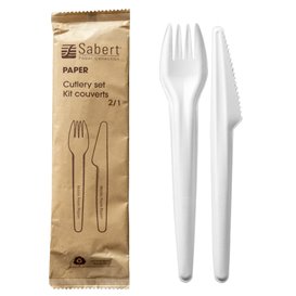 Kit Couverts Carton Kraft Fourchette et Couteau (50 Utés)