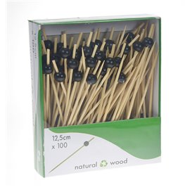 Bamboe vleespennen "Big Bal" Design Zwart 12,5cm (100 stuks) 