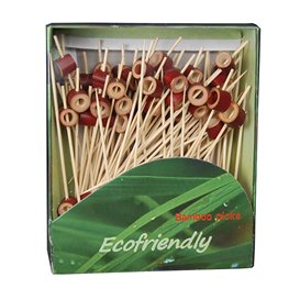 Pique en Bambou avec Anneau Rouge 12cm (1000 Utés)