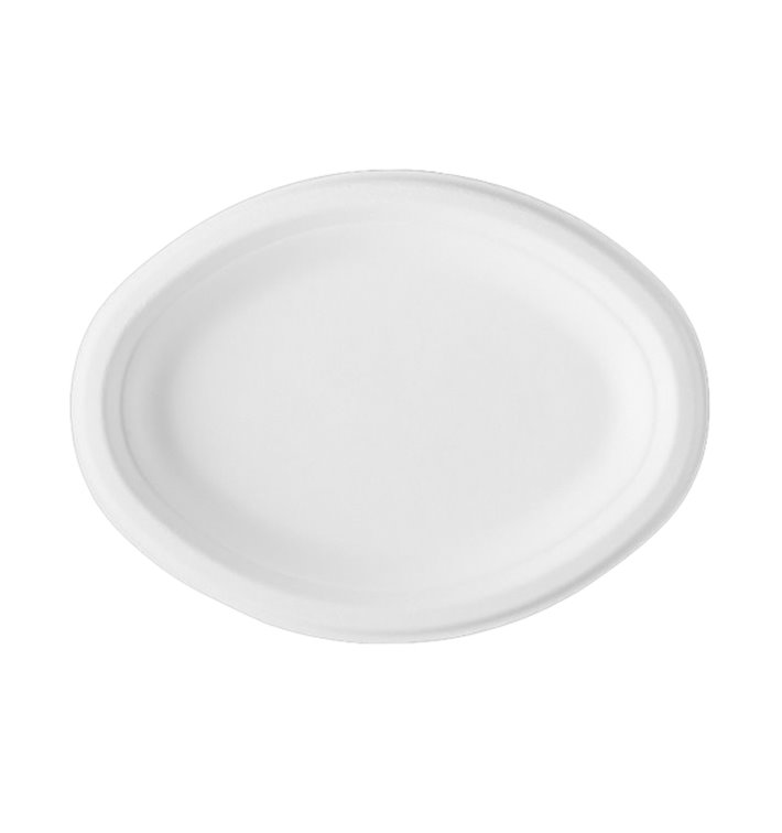 Plateau Canne à Sucre Bagasse Blanc 25,4x17,5 cm (500 Utés)