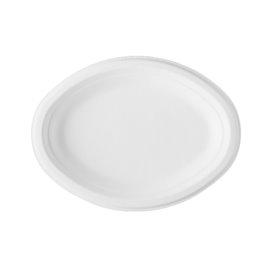 Plateau Canne à Sucre Bagasse Blanc 25,4x17,5cm (50 Utés)