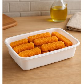 Plastic Bakje Rechthoek Wit van PP 500ml 17,4x11,6x3,5cm (500 Stuks)