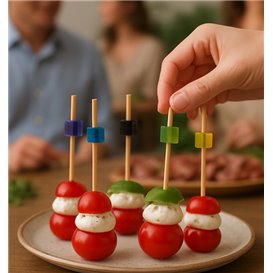Brochettes en Bambou Cube Couleurs 7cm (100 Utés)