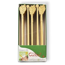 Bamboe Drink roerstaaf Aardbei 18cm (50 stuks) 