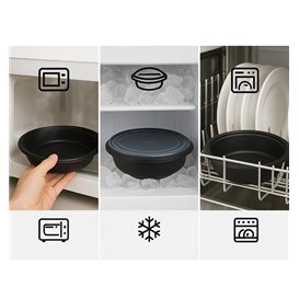 Pot en Plastique PP Noir 1000cc Ø23cm (150 Unités)