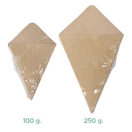 Cornet Papier Kraft avec Compartiment Sauce 19,5cm 100g (50 Utés)