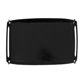 Plateau Rectangle Carton Noir Poignées 12x19 cm (100 Utés)