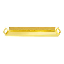 Plateau Rectangle Carton Doré Poignées 32x7,5 cm (5 Utés)