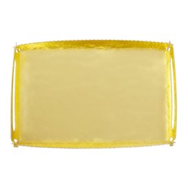 Plateau Rectangle Carton Doré Poignées 12x19 cm (100 Utés)