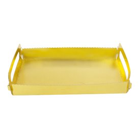 Plateau Rectangle Carton Doré Poignées 12x19 cm (100 Utés)