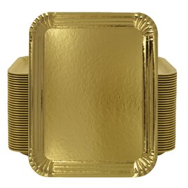 Papieren dienblad Rechthoekige vorm goud 16x22 cm (1.000 stuks)