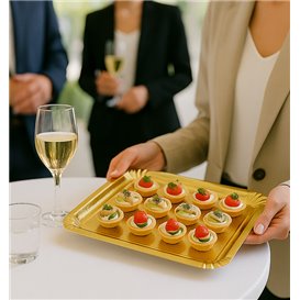 Papieren dienblad Rechthoekige vorm goud 16x22 cm (1.000 stuks)