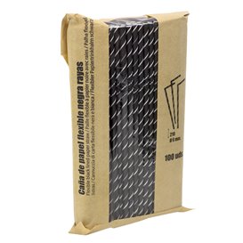 Paille Flexible Papier Noir Ø6mm 230mm (250 Utés)