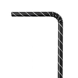 Paille Flexible Papier Noir Ø6mm 230mm (3.000 Utés)