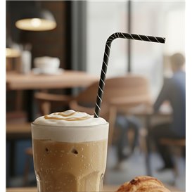 Paille Flexible Papier Noir Ø6mm 230mm (3.000 Utés)