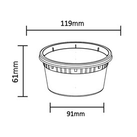 Boîte alimentaire en plastique PP “Deli Range” Transparent avec Couvercle 360ml (240 Utés)