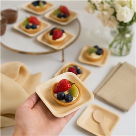 Assiette Carrée en Bois 9x9cm (600 Utés)