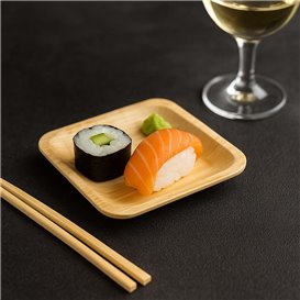 Assiette Carrée en Bois 9x9cm (25 Utés)