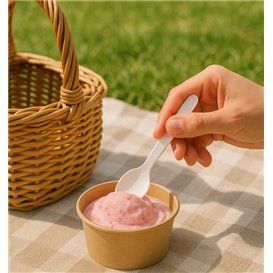 Petite Cuillère en Papier à Café Blanc 11,5cm (50 Utés)