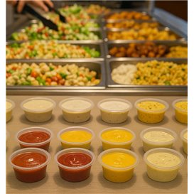 Pot à Sauce Transparent PP avec Couvercle 60ml (100 Utés)