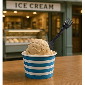 Mini Spork Cuillère Fourchette Réutilisable Durable PP Noir 12cm (500 Utés)