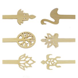 Pics en bambou avec motif Arbre de Vie   12cm en boîte (50 Utés)