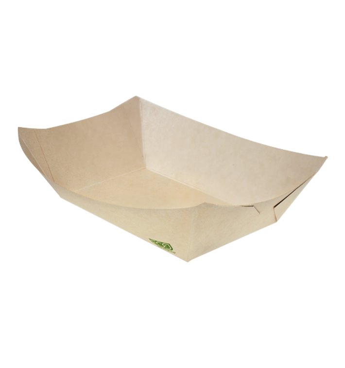 Snackbakjes Bamboe Karton Kraft 350ml 16,5x12x4,4cm (125 Stuks)