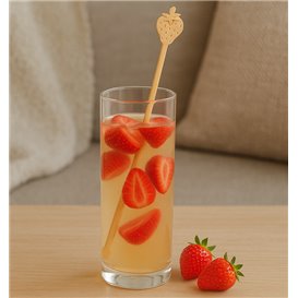 Agitateur à Boissons en Bambou Fraise 18cm (600 Utés)