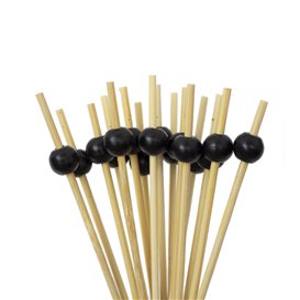 Bamboe prikker "Big Bal" Design Zwart 12,5cm in doos (100 stuks) 