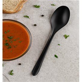 Cuillère Réutilisable PP Noire 15cm (50 Utés)