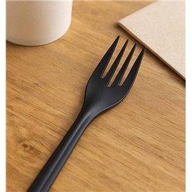Herbruikbare Vork in PP Zwart 17,5cm (50 Stuks)