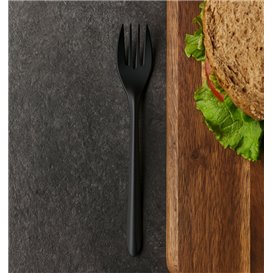 Herbruikbare Vork in PP Zwart 17,5cm (50 Stuks)