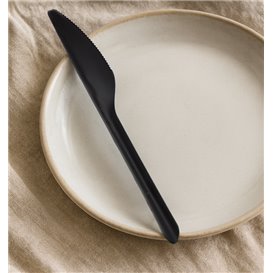 Herbruikbaar Mes in PP Zwart 17,8cm (50 Stuks)