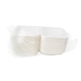 Pulp Menuboxen für Tacos met Klappdeckel Wit 3 Vaks 20x20x7,5cm (50 Stuks)
