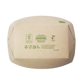 Snackbakjes Bamboe Karton Kraft 800ml 24x16x5,2cm (125 Stuks)