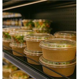 Pot en Carton Kraft-Kraft avec Couvercle PET 750ml Ø15cm (250 Utés)