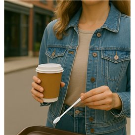 Koffie Rroerstaafje CPLA Wit 13cm (100 Stuks)