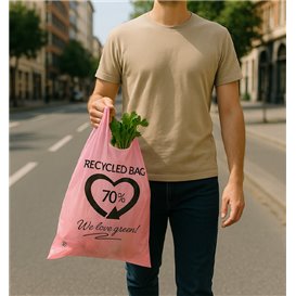 Sac à Bretelles Réutilisable Rose 42x53cm 50µm (1 Kg)