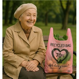 Sac à Bretelles Réutilisable Rose 42x53cm 50µm (20 Kg)
