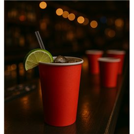 Kartonnen beker “Colours” Rood 600ml Ø9,4cm (320 stuks)