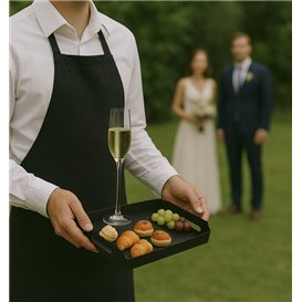 Papieren dienblad met handgrepen Rechthoekige vorm zwart 16x23 cm (10 stuks) 