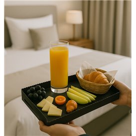 Plateau Rectangle Carton Noir Poignées 16x23 cm (100 Utés)