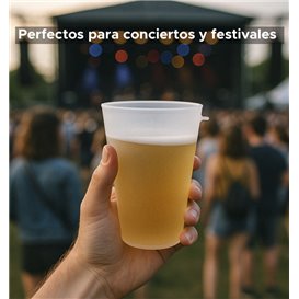 Gobelet Réutilisable Durable PP avec Anneau Translucide 400ml (490 Utés)
