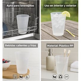 Gobelet Réutilisable Durable PP avec Anneau Translucide 400ml (490 Utés)