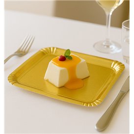 Plat rectangulaire en Carton Doré 16x22 cm (1.000 Unités)