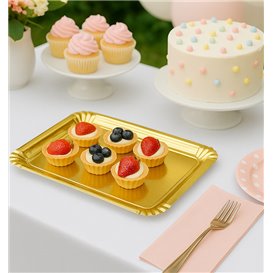 Papieren dienblad Rechthoekige vorm goud 16x22 cm (1.000 stuks)